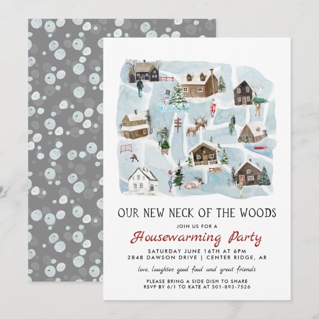 Our New Neck of the Woods Housewarming Party Invitation (Front/Back)
