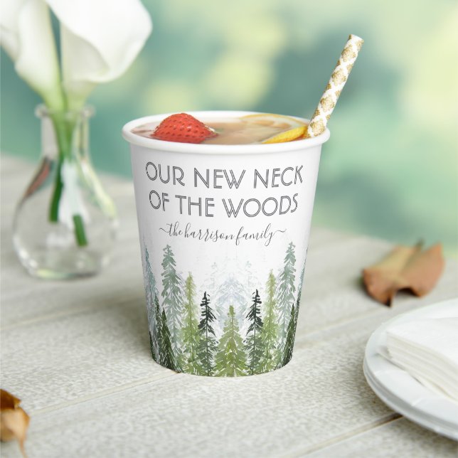 Our New Neck Of The Woods | Housewarming Party Paper Cups (Insitu)
