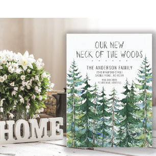 Our New Neck of the Woods Pine Spruce Trees Moving Announcement Postcard