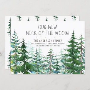 Our New Neck of the Woods Pine Spruce Trees Moving Invitation