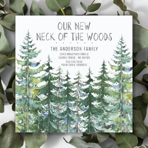Our New Neck of the Woods Pine Spruce Trees Moving Invitation