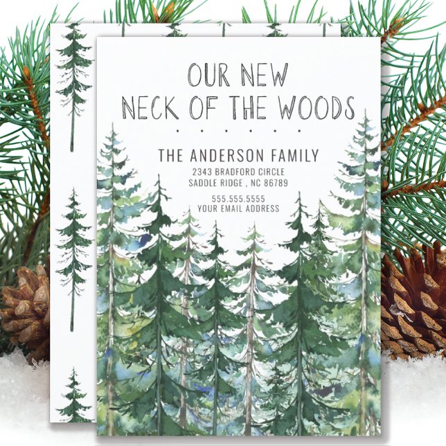 Our New Neck of the Woods Pine Spruce Trees Moving Invitation (Creator Uploaded)