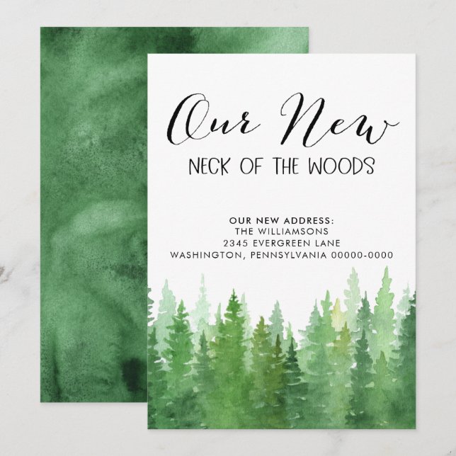Our New Neck of the Woods Pine Trees  Announcement (Front/Back)