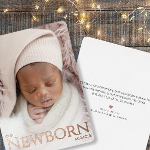Our Newborn Miracle Foil Birth Announcement Card