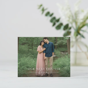 Our Next Chapter Begins Photo Save the Date Announcement Postcard