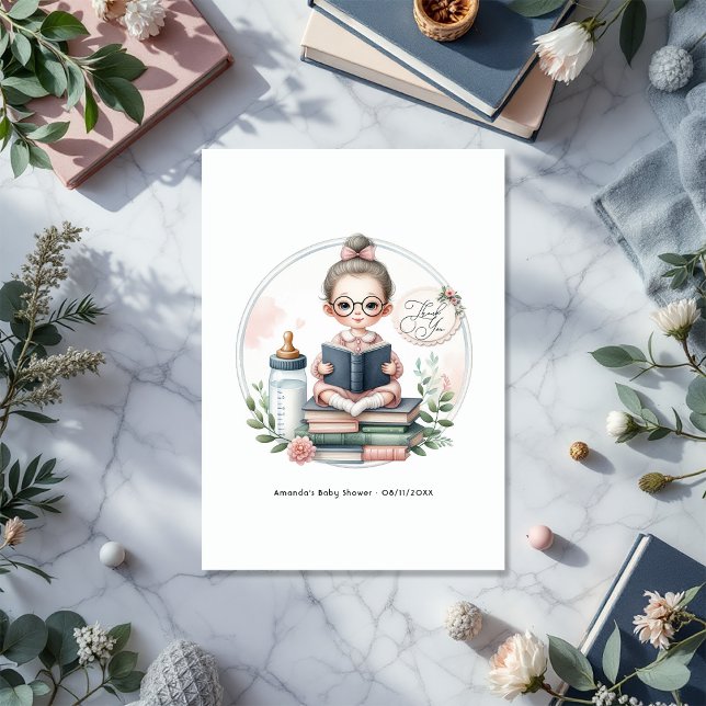 "Our Next Chapter" Book-Themed Baby Shower Thank You Card (Our Next Chapter Book-Themed Baby Shower Thank You Card)