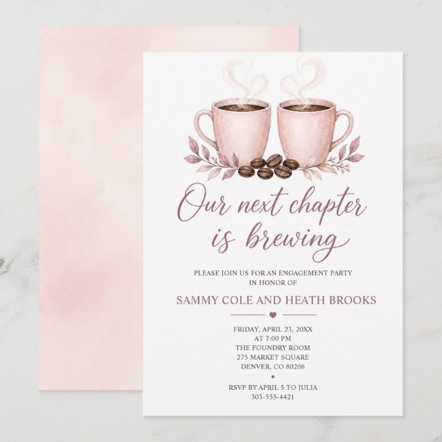 Our Next Chapter Coffee Engagement Party Invitation (Front/Back)