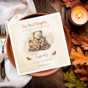 Our Next Chapter Cub Fall Teddy Bear Baby Shower Napkin