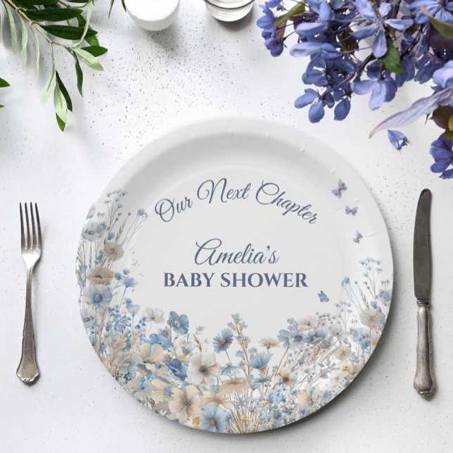Our Next Chapter Elegant Powder Floral Meadow Paper Plate (Creator Uploaded)