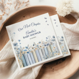 Our Next Chapter Gentle Azure Literary Bloom Napkin