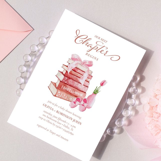 Our next chapter Story book Pink Girl Baby shower  Invitation (Creator Uploaded)