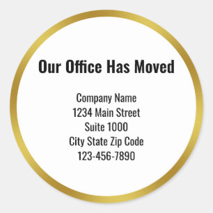 Our Office Has Moved Business Moving Announcement Classic Round Sticker