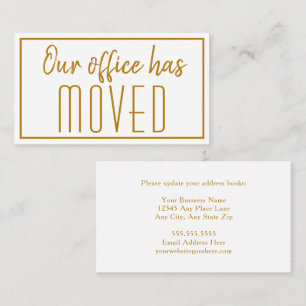 Our Office Has Moved Chic Gold New Address Business Card