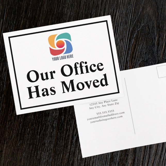 Our Office Has Moved Custom Business Logo Postcard (Creator Uploaded)