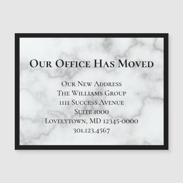 Our Office Has Moved Faux Marble Announcement (Front)