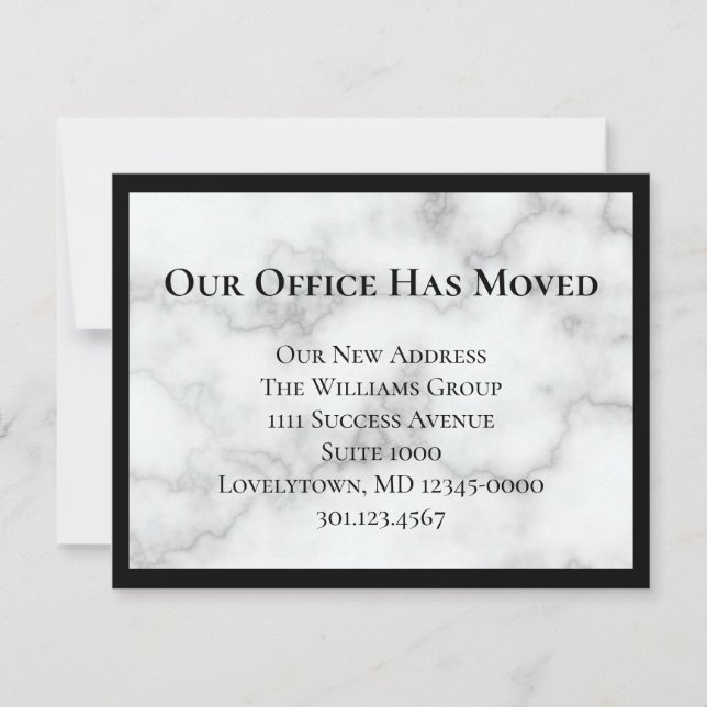 Our Office Has Moved Faux Marble Announcement (Front)