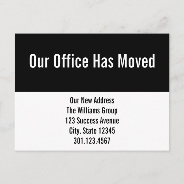 Our Office Has Moved Moving Announcement Postcard (Front)