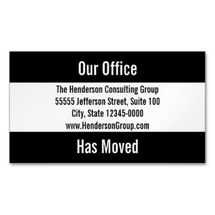 Our Office Has Moved Moving Announcement Template Magnetic Business Card