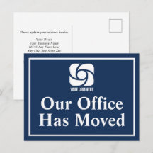 Our Office Has Moved Navy Blue Business Logo