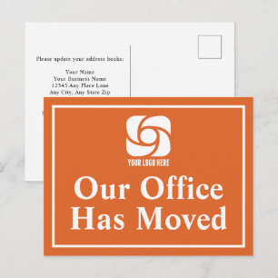 Our Office Has Moved Orange Business Logo Postcard