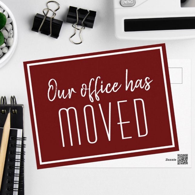 Our Office Has Moved Simple Red Business Moving Postcard (Creator Uploaded)