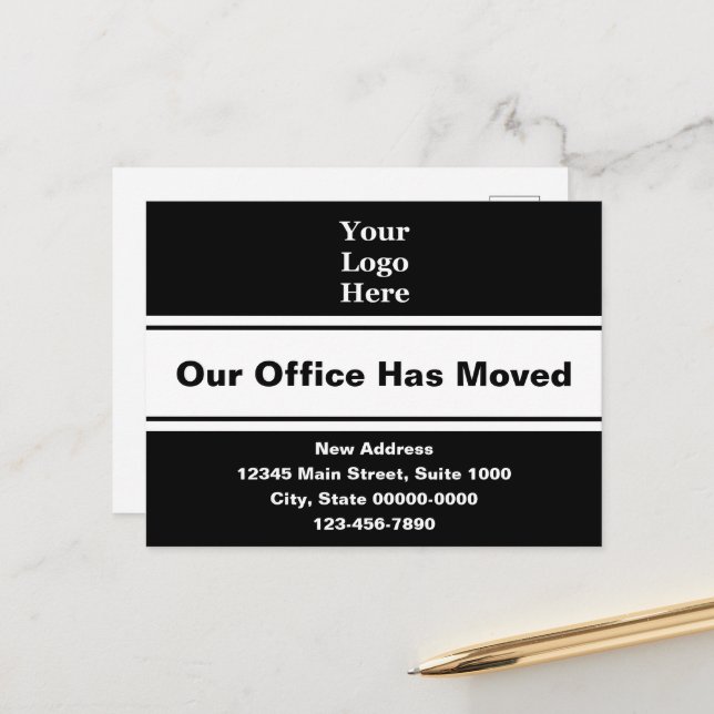 Our Office Has Moved Your Logo Moving Announcement Postcard (Front/Back In Situ)