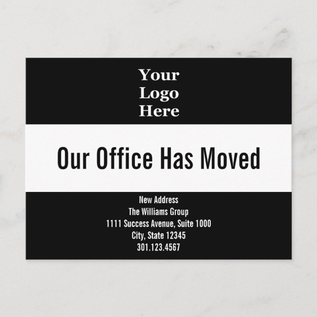 Our Office Has Moved Your Logo Moving Announcement Postcard (Front)