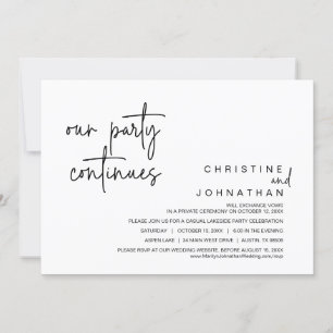 Our Party Continues, Wedding Elopement Dinner Invi Invitation