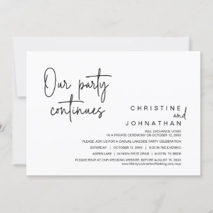 Our Party Continues, Wedding Elopement Dinner Invitation