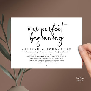 Our Perfect Beginning, Wedding Elopement Party Invitation