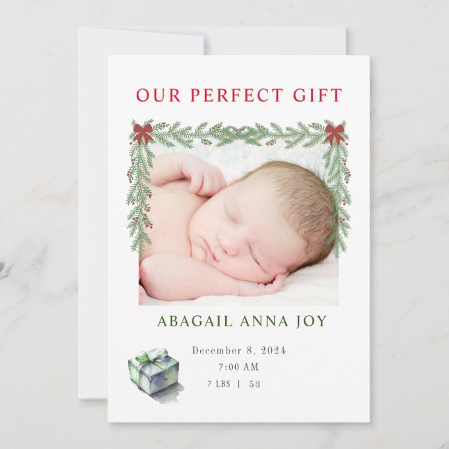 Our Perfect Gift Baby Announcement (Front)