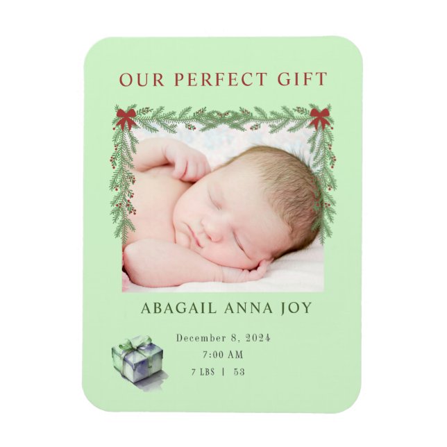 Our Perfect Gift Baby Announcement Magnet (Vertical)