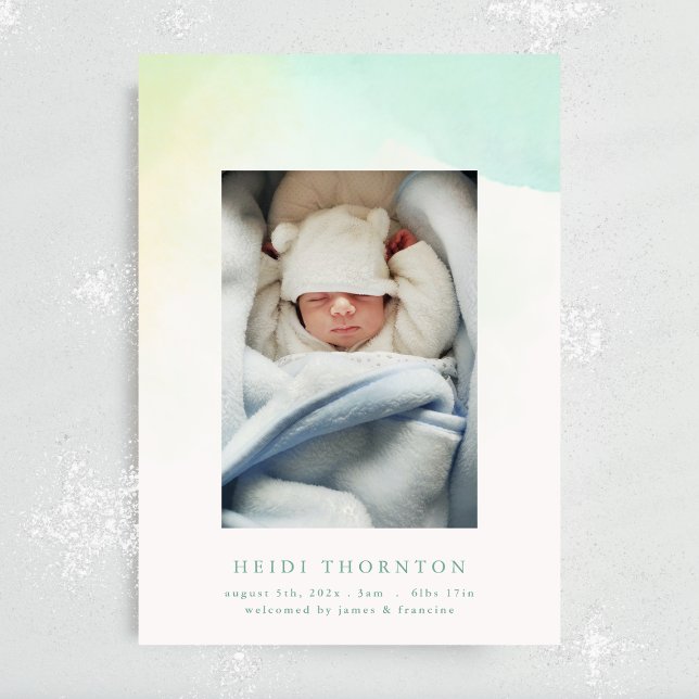 our rainbow baby border photo baby birth announcement (Creator Uploaded)