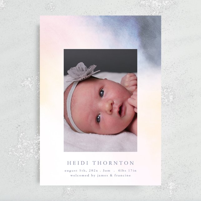 our rainbow baby border photo baby birth announcement (Creator Uploaded)