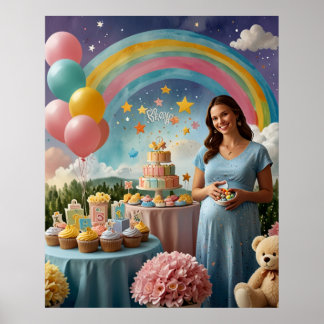 Our Rainbow Baby is Coming Garden Scene Poster