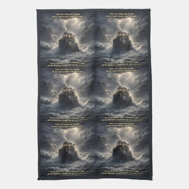Our refuge & strength tea towel (Vertical)