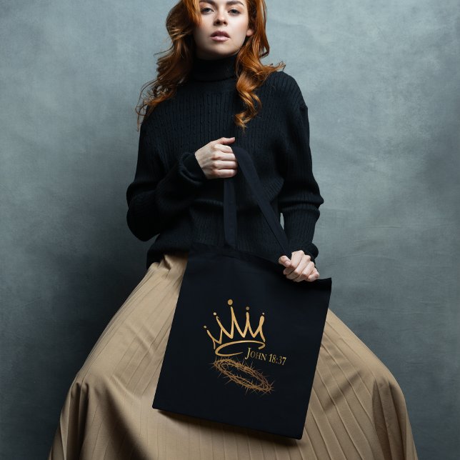 OUR SAVIOR KING Elegant Religious Black Christmas Tote Bag (Creator Uploaded)