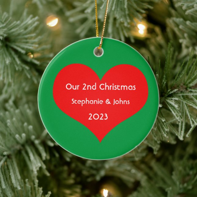 Our Second Christmas Together 2023 Cute Red Heart  Ceramic Tree Decoration (Tree)