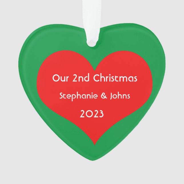 Our Second Christmas Together 2023 Cute Red Heart  Ornament (Front)