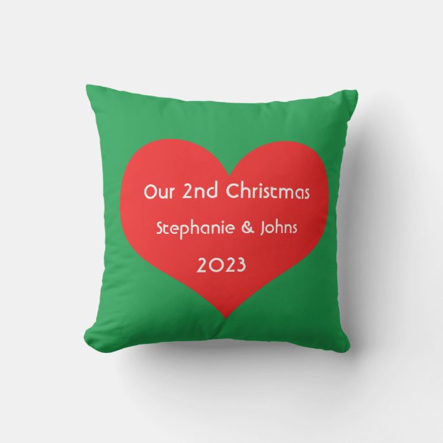 Our Second Christmas Together Cute Red Heart 2023  Cushion (Front)