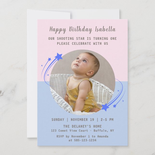 Our Shooting Star is Turning One Birthday  Invitation (Front)