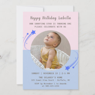 Our Shooting Star is Turning One Birthday  Invitation