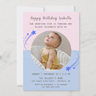 Our Shooting Star is Turning One Birthday Invitation