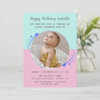 Our Shooting Star is Turning One Birthday Invitation