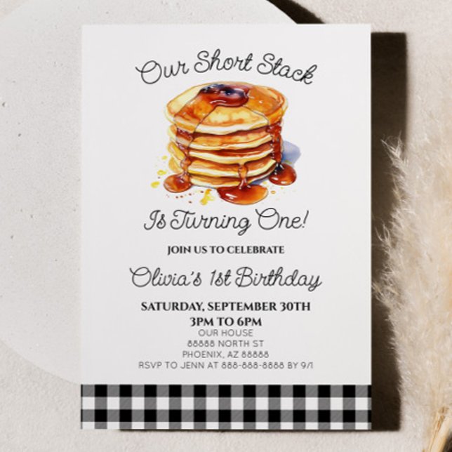 Our Short Stack Pancakes Breakfast Birthday Party Invitation (Creator Uploaded)