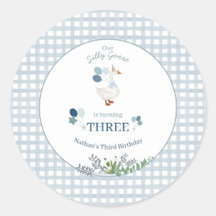 Our Silly Goose Birthday Any Age Blue Classic Round Sticker