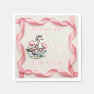 Our Silly Goose is Turn One Birthday Napkin