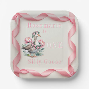 Our Silly Goose is Turn One Birthday  Paper Plate