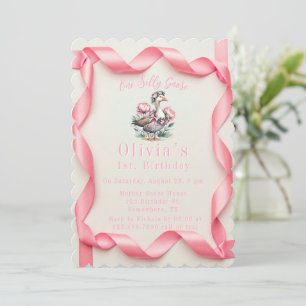 Our Silly Goose is Turn One Girl Birthday Party Invitation