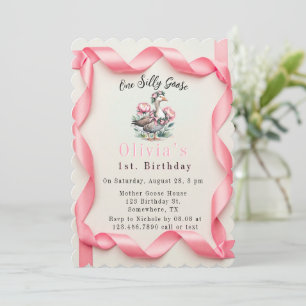 Our Silly Goose is Turn One Girl Birthday Party Invitation